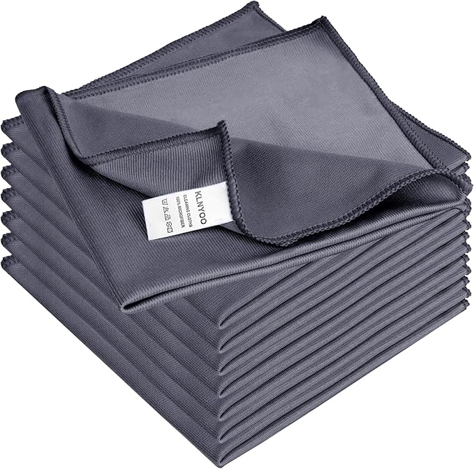 KLNYOO Microfiber Glass Cleaning Cloths Lint Free Streak Free Quickly and