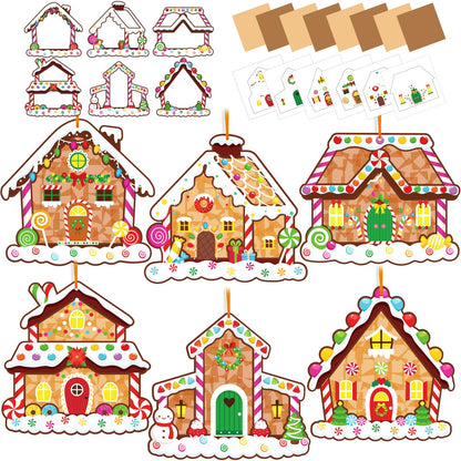 42 Packs Christmas Suncatchers Crafts for Kids, Winter DIY Gingerbread House Tissue Paper Sign Art Crafts Kit Gift for Winter Xmas Holiday Fun Home Classroom Game Activities Party Decor Favors