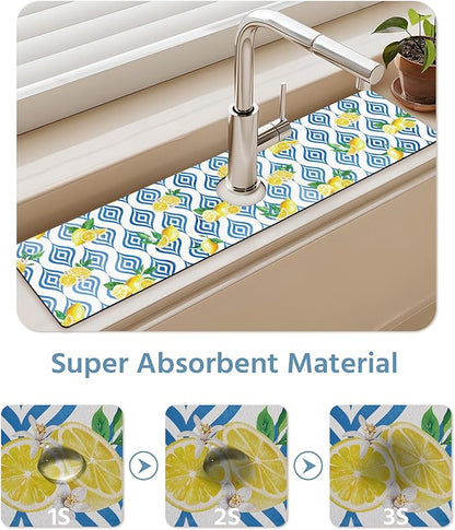 Patterned Sink Faucet Mat Kitchen Splash Guard Super Absorbent Drying Mat