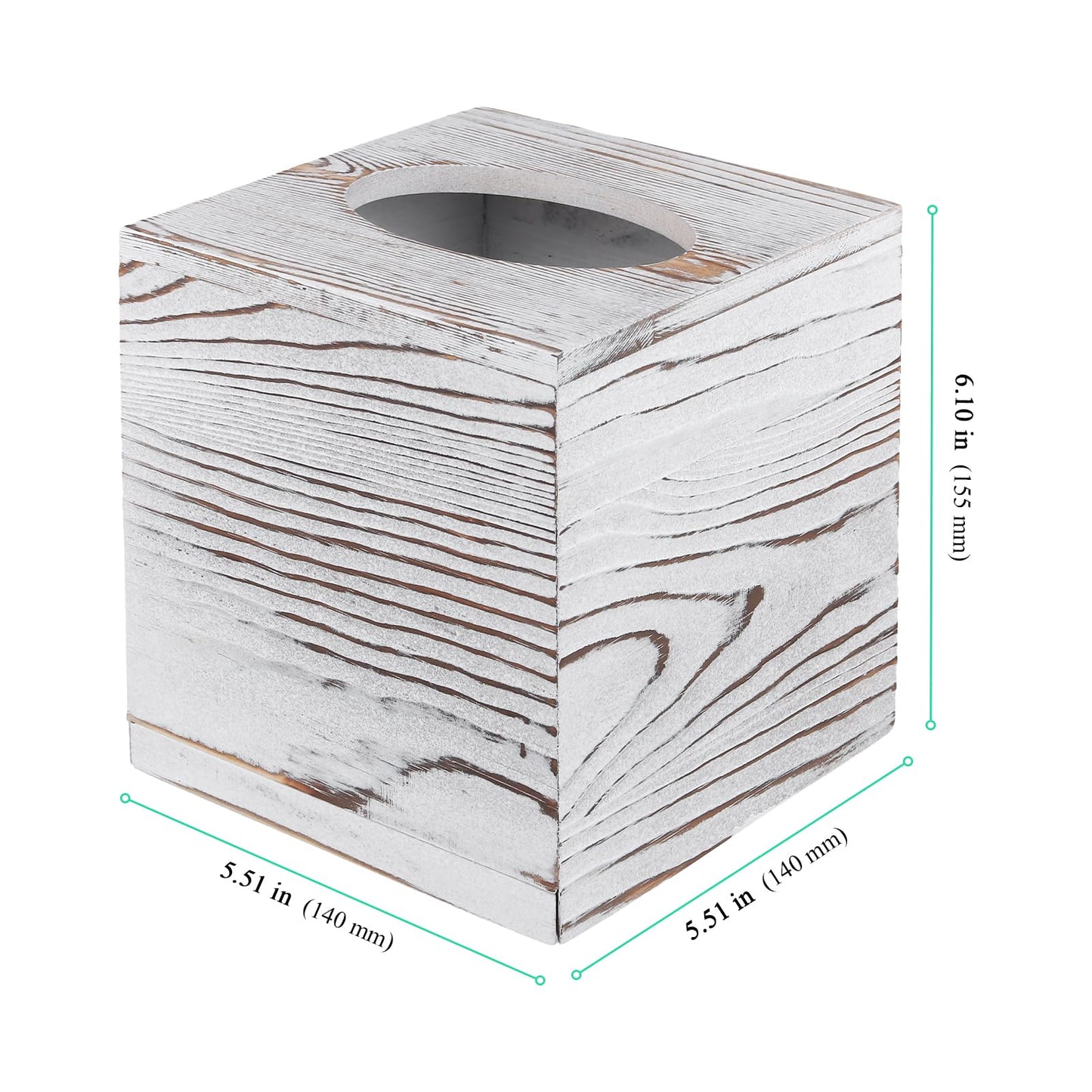 SENJEOK 2 Pack Wooden Tissue Box Cover Square, 5.5 x 5.5 x 6.1 Inch White Tissue Box Holder for Home Office Bathroom
