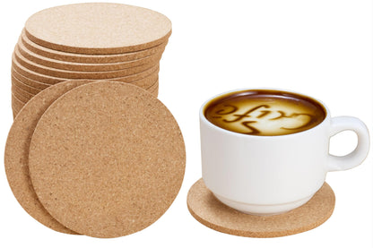Cork Coasters for Drinks - 30 Pack Blank Round (90mm x 3.5mm) for Laser Engraving, Hot Mug Safe & Non-Slip Surface - Bulk DIY Coasters for Wedding, Coffee Bar, Home Decor - FP FAITHFUL PANDA