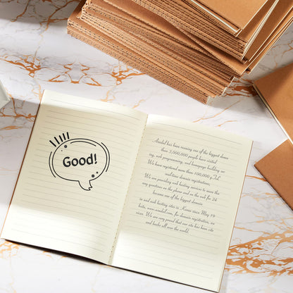 Sepamoon 200 Pack Kraft Notebook Journals 5.5 Inch x 8.3 Inch A5 Journal Softcover Notebooks Bulk for Kids Student Writing Sketch Travel Journal Office Notepad with 60 Pages 30 Sheets(Brown)