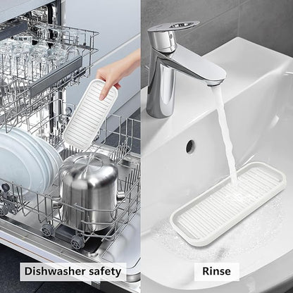 Silicone Sponge Holder Kitchen Sink Organizer Tray Dish Caddy Soap Dispenser
