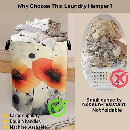 Orange Flowers Laundry Basket
