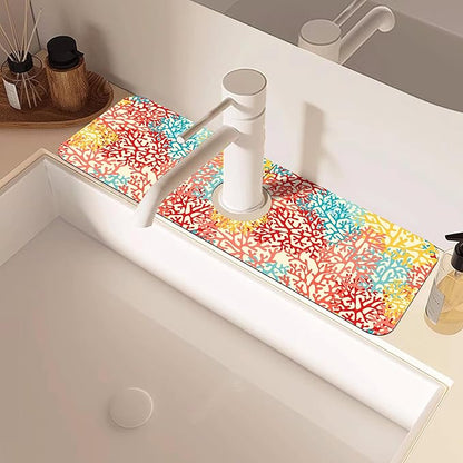 Colorful Sea Corals Dish Drying Mat