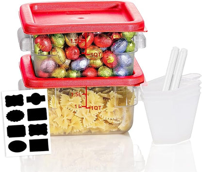 2QT NSF Food Storage Containers: 2 PCS Commercial Clear Square Food Storage