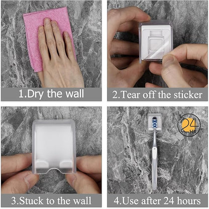 4 Pack Toothbrush Holder Wall Mounted