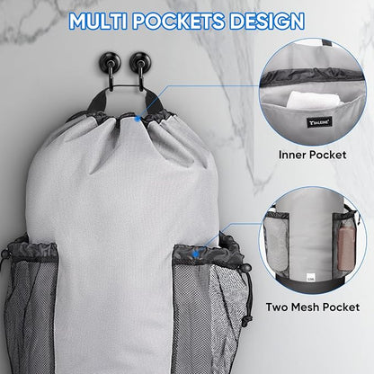 BALEINE 150L Laundry Bag Backpack, 900D Oxford Fabric Large Travel Laundry Bags with Shoulder Straps and 2 Mesh Pockets for College Dorm, Apartment, Laundromat (Grey, 150L)