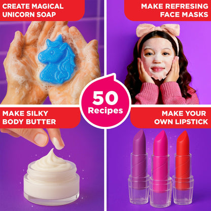 Doctor Jupiter Makeup & DIY Craft Kit for Girls Ages 6+ | Make Your Own Makeup, Perfume, Lip Gloss, Bath Bomb with 50 Beauty Recipes| Birthday Gift Ideas for 6-7-8-9-10-11-12 Year Olds