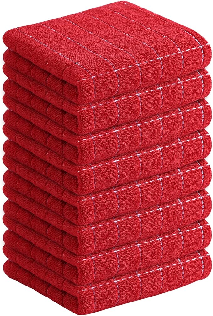 Homaxy 100% Cotton Terry Kitchen Towels, Checkered Designed, Soft and Super