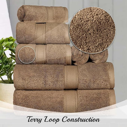 SUPERIOR Egyptian Cotton Pile Bath Towel Set of 2, Ultra Soft Luxury Towels