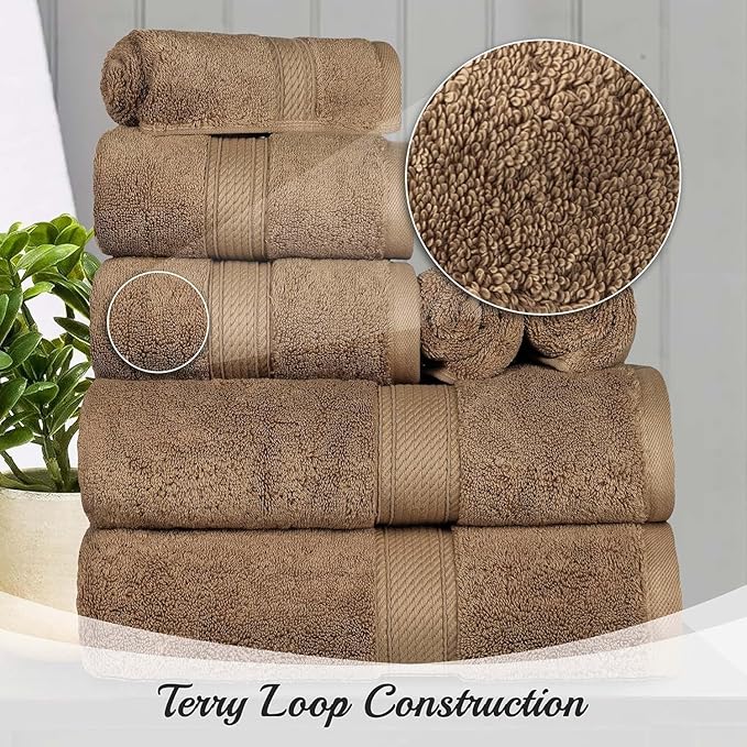 Superior Egyptian Cotton Pile 9 Piece Towel Set, Includes 3 Bath, 3 Hand