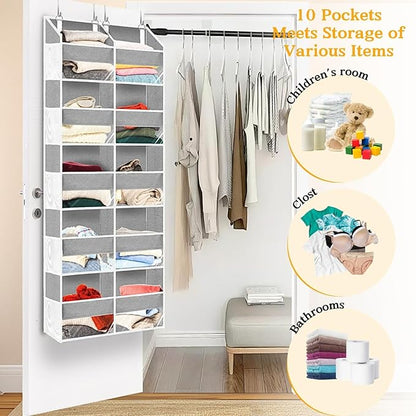 2 Pack Over The Door Organizer 5 Tiers, Extra Large Behind Door Storage of 10