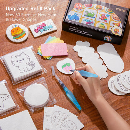 Shuttle Art 68 Pcs Magic Foam Texture Painting Refill Paper Kit - 60 Sheets of Upgraded Foam Texture Paper for a Magical 3D Effect