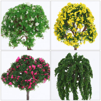 Abaodam 4pcs Miniature Tree Realistic DIY Micro Landscape Model for Dollhouse Train Scenery Lifelike Decoration for Gardens Flower Beds and Miniature Projects
