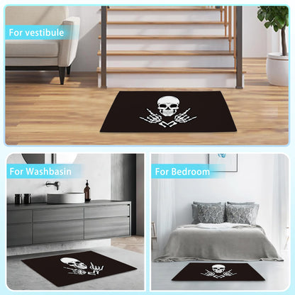 Door Mat Skeleton Hands Gestures Rock and Roll Welcome Mat 30"x17" Outdoor and Indoor,Non-Slip Front Doormat for Home Entrance,Outside Entry,Yard,Floor,Patio