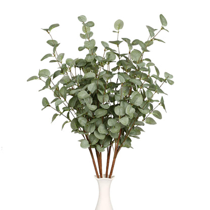 VGIA 6 Pcs 27" Eucalyptus Stems Greenery Stems Eucalyptus Leaf Spray in Green Silk Plastic Plants Floral Artificial Plants for Home Party Wedding Decoration