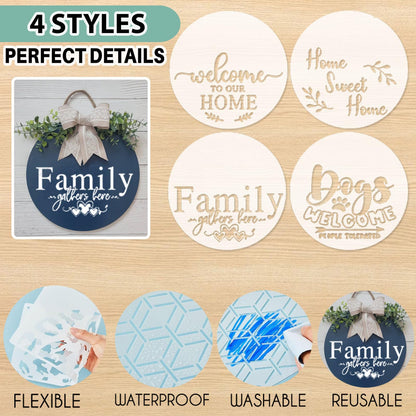12 Inch Wood Circles for Crafts, 10Pcs Unfinished Wood Rounds with 4 Stencils & Painting, DIY Wooden Crafts for Door Hanger, Sign, Wood Burning, Painting, Gifts for Father's Day Home Decor