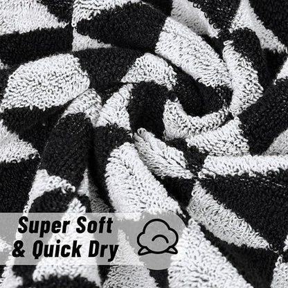 Black and White Hand Towels, 4 Pack Cotton Soft Face Towel 13x29 Inches