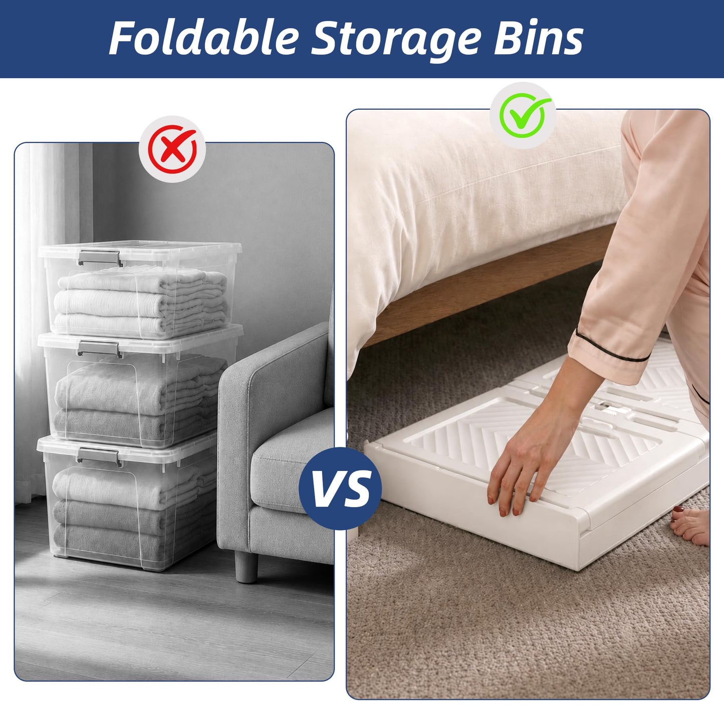 SAILUN 321QT/80Gal Stackable Storage Bins with a Lid, Collapsible Storage Bins With Doors, Folding Cabinet for Home Closet Organization,3 Pack-26 W x 16.5" D x 43.3" H White