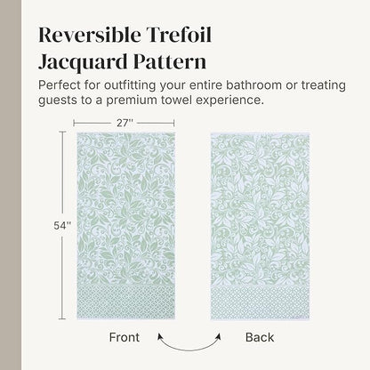 Modern Threads Trefoil Filigree 6-Piece 100% Cotton Towel Set – Reversible Yarn