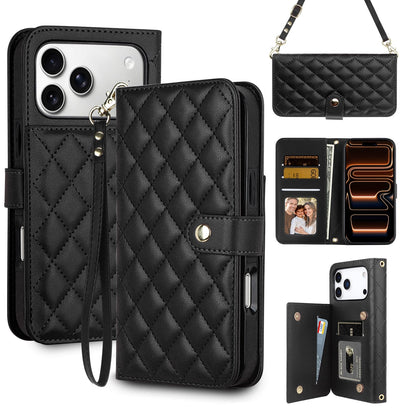 Vofolen for iPhone 17 Pro Max Case Wallet with Card Holder RFID Blocking Crossbody Adjustable Strap Leather with Magnetic Clasp Heavy Duty Protective for iPhone 17 Pro Max Phone Case for Women-Black