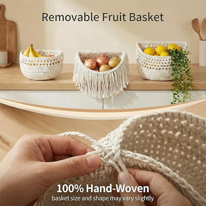 3 Tier Hanging Fruit Basket, Jute Wall Baskets, Hanging Produce Baskets