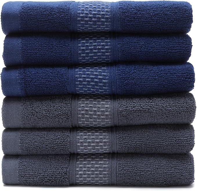 Cotton Hand Towels Set, 6-Piece Set, Super Absorbent Quick Drying, Bathroom