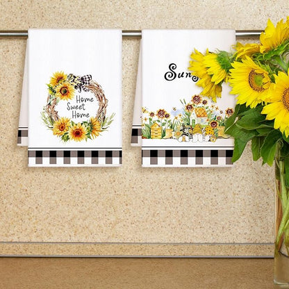 Bencailor 4 Pcs Sunflower Kitchen Towels Flower Floral Spring Hand Dish Towels