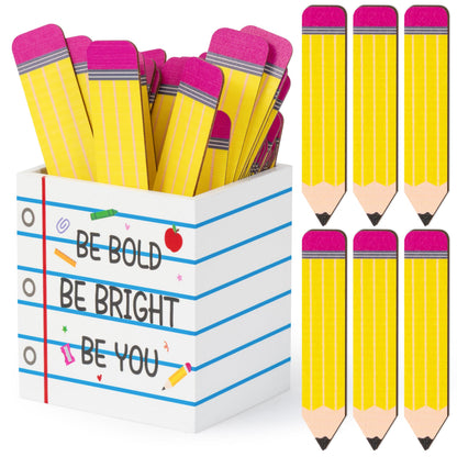 CJiangpo 51Pcs Back to School Pencil Flip Name Sticks with Wooden Notebook Line Holder, Talking Flip Name Sticks for Classroom Management Educational Learning Activity Grouping Back to School Supply