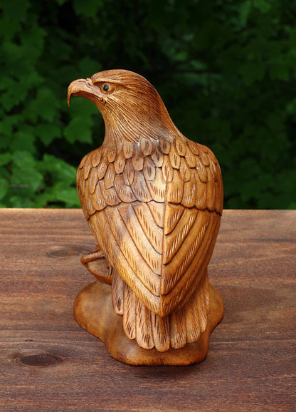 G6 Collection 8" Wooden Handmade American Eagle Statue Handcrafted Figurine Sculpture Art Hand Carved Rustic Lodge Outdoor Decorative Home Decor Us Accent Decoration Eagle Statue