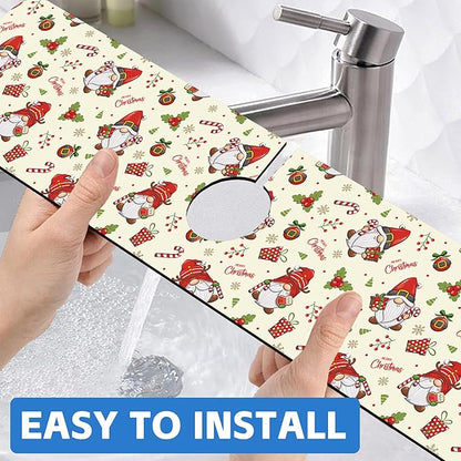 Christmas Santa Claus Kitchen Sink Splash Guard Mat Absorbent Fast Drying Mat