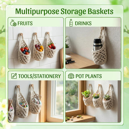 Yuanan 6 Pack Macrame Plant Hangers, 9.4 X 5.1 Inch Wall Hanging Basket Bulk Small Hanging Planters Cotton Hang Wall Basket Handwoven Walls Hangings Planter, Plants and Pots are Not Included-White