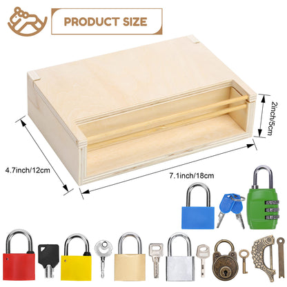 Woodtoe 8 PCS Montessori Lock and Key Toy, Montessori Toys for Toddlers 3 4 5 Year Old, Kids Tool Set, Montessori Materials Preschool Learning Toy, Fine Motor Skill, Educational Toys for Boy Girl 3-6