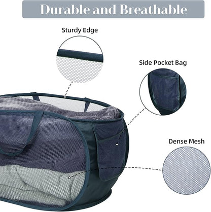 Durable Collapsible Laundry Baskets, Mesh Pop Up Laundry Hamper