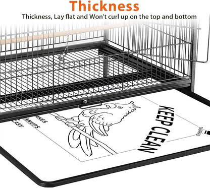 Bird Cage Liners, Bird Cage Paper Liners, 50pcs Disposable Cage Liners, Pre-Cut Bird Cage Liners for Parrot, Parakeet, Conure, Cockatiel, Kraft Paper Cage Liners, 17 X 11 inch, White