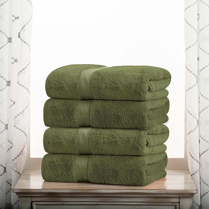 Superior Egyptian Cotton Pile Bath Towel Set of 4, Ultra Soft Luxury Towels