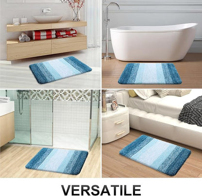 OLANLY Bathroom Rugs Mat 34x21, Extra Soft Absorbent Microfiber Bath Rugs, Rubber Backing, Quick Dry, Washable Bath Mats for Bathroom Floor, Tub and Shower, Home Decor Accessories, Peacock Blue