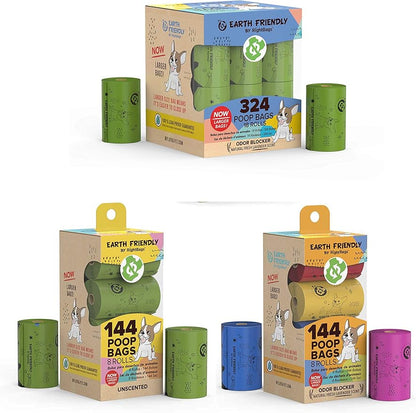 Earth Friendly Extra Thick and Strong 18 Dog Poop Bags, Odor Blocker, 324 Count