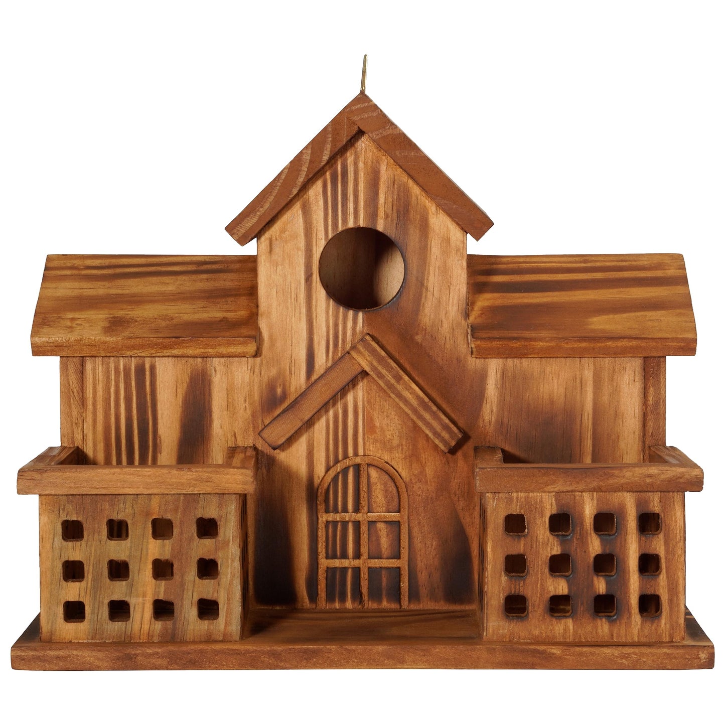 MIXUMON Bird Houses for Outside with Bird Feeder, Outdoor 3 Hole Bird House Room for 3 Bird Families Bluebird Finch Cardinals Hanging Birdhouse for Garden
