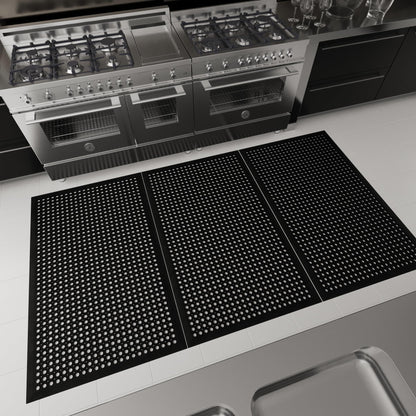 Ottomanson Heavy Duty Rubber Floor Mat – Non-Slip, Waterproof, Easy to Clean – Anti-Fatigue Mat for Commercial Kitchens, Restaurants, Workshops – Oil Resistant, Hose Washable – 36" x 60", Black