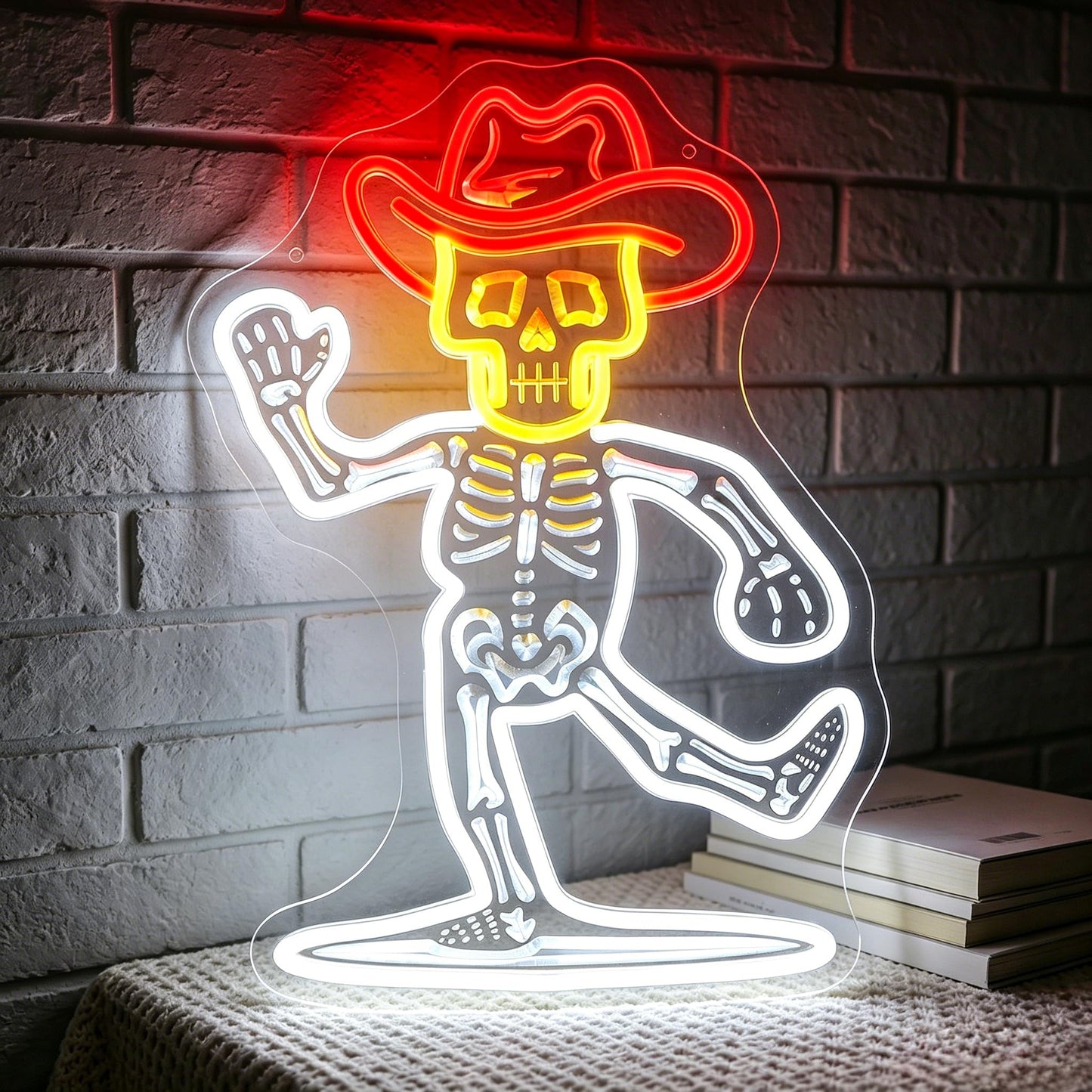 HSJNJKFU White & Red & Yellow Neon Sign for Wall Decor Led Light Sign Neon Light for Room Party Home Wall Decor USB Powered - Cow Skeleton