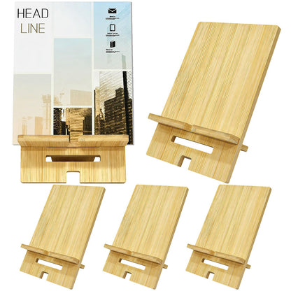 AEOSEAZTU 5 Pcs Bamboo Book Stand for Display Natural Easel Book Holder for Home Office School Fits CDs Comics Magazines Postcards Albums Artworks Phones(7.1x4.7x5 Inch)