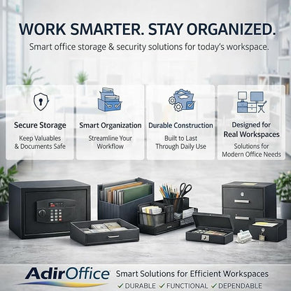 AdirOffice Wall Mount Mailbox - Mailbox with Lock and Keys- Durable Wall Mounted Locking Mailbox and Cash Drop Box for House, Apartments and Bussiness After Hours Deposits