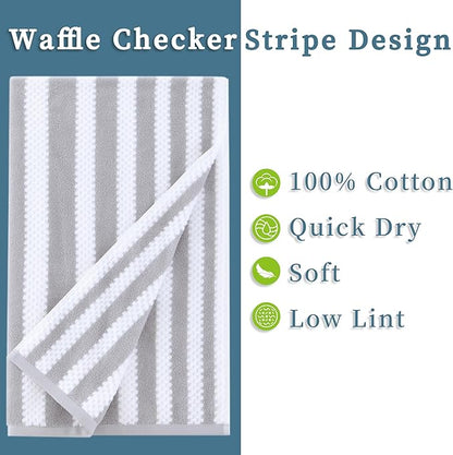Gray and White Towels, 4 Hand 16"x27", 2 Bath 28"x52"