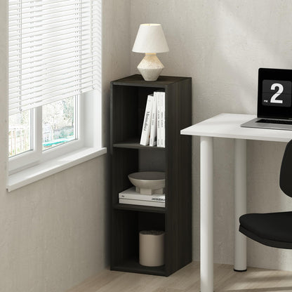 Furinno Pelli 3-Cube Bookshelf, Black Book Shelf, Cube Storage Organizer Bookcase, 11.7 x 12.1 x 35.4, for Living Room, Bedroom, Home Office, Black Espresso