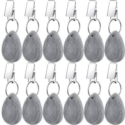 Geiserailie 12 Pcs Light Gray Tablecloth Weights Tablecloth Pendant Teardrop Shape Table Cover Weights with Metal Clips for Outdoor Picnic Garden Dinner Table Cover Decoration