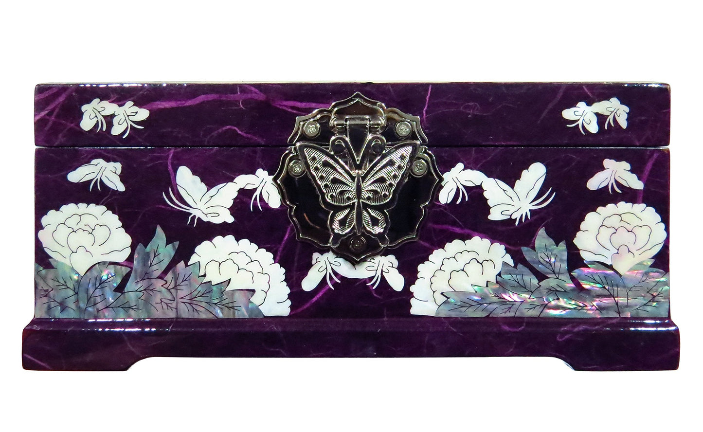 MADDesign Mother of Pearl Jewelry Box Multilevel Peacock Design