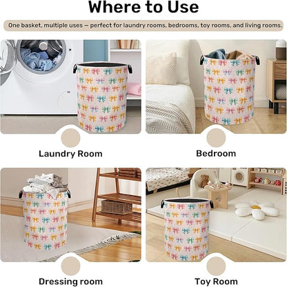 Colorful Bow Foldable Laundry Hamper