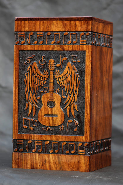 Handmade Rosewood Urn for Human Ashes - Eagle Design Wooden Urn Box, Cremation Urn for Ashes Handcrafted - Large Wooden Urn Box (M(9.5X5.5) 172 Cu)